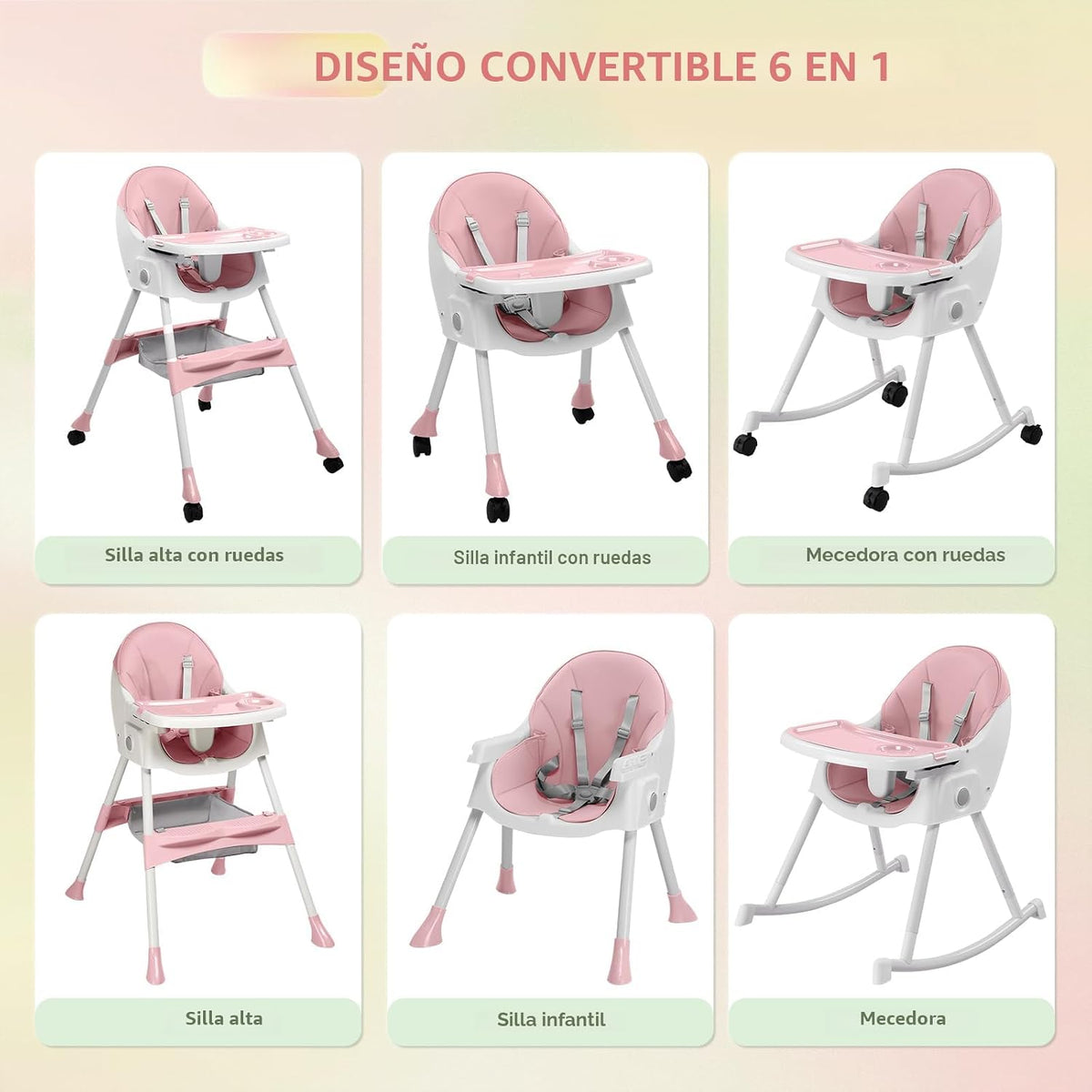 Ktaxon - Silla alta para bebé, silla alta mecedora portátil 6 en 1,...