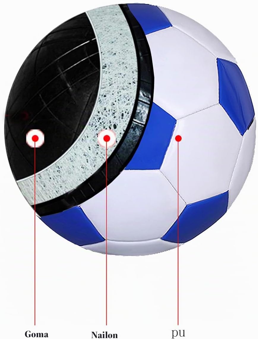 SPDTECH Balón de fútbol tamaño 2, 3, 4, 5, blanco y azul, actividad...
