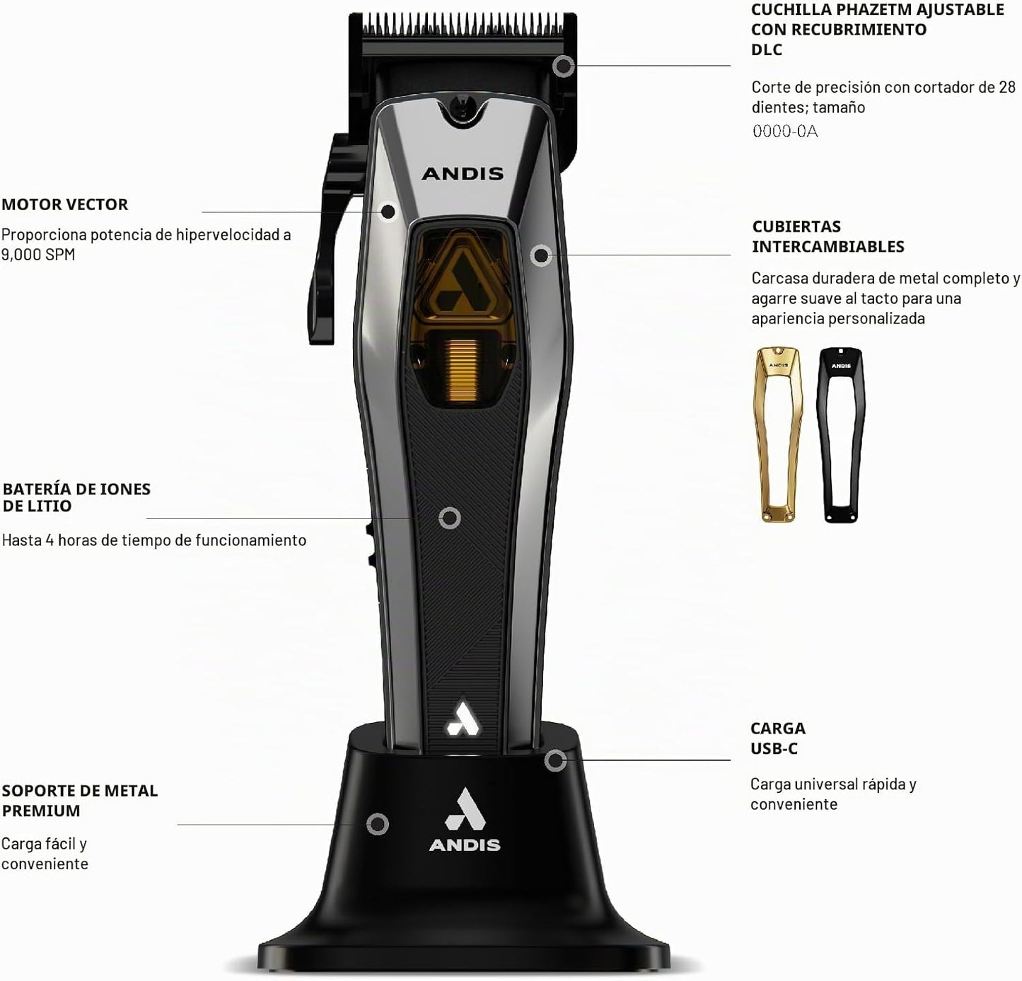 Andis 562446 Recon - Cortadora de pelo profesional con motor vector...