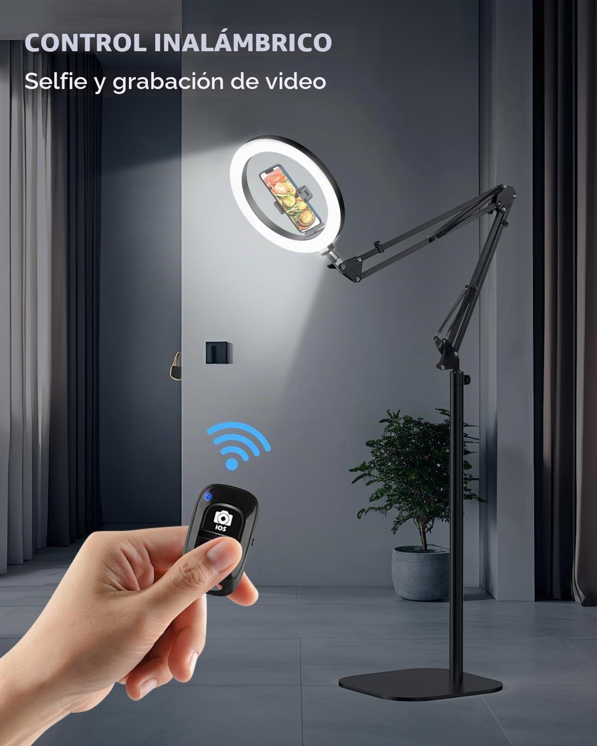 Trípode de luz de anillo de 10 pulgadas para iPhone, soporte de mon...
