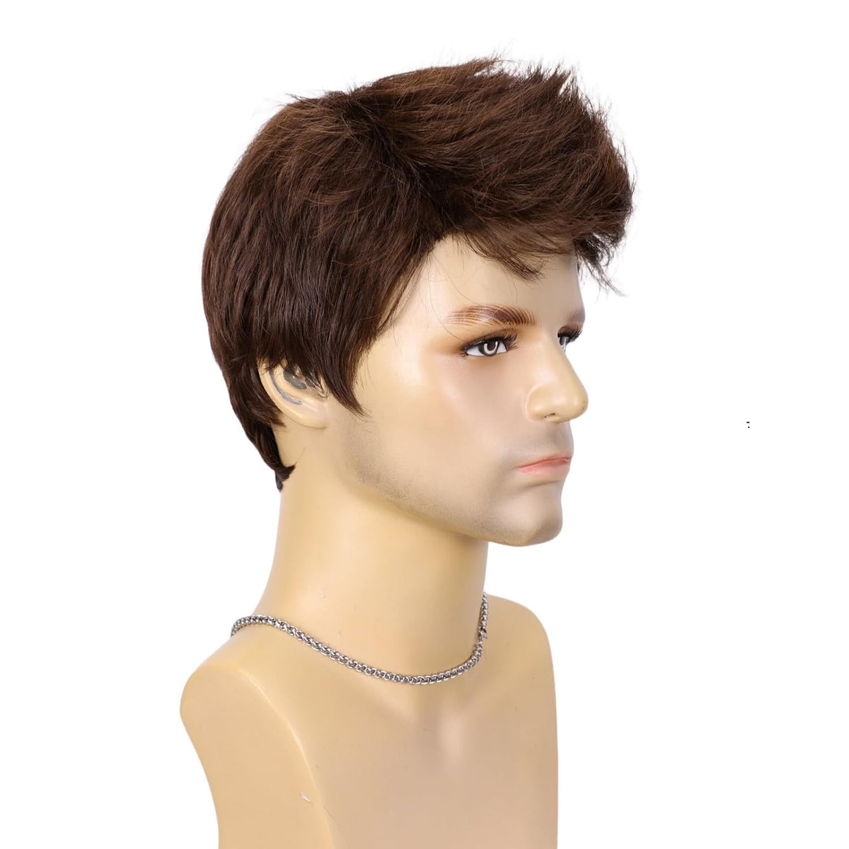 BEAUTY FLAG Peluca marrón para hombre, peluca de pelo sintético mul...