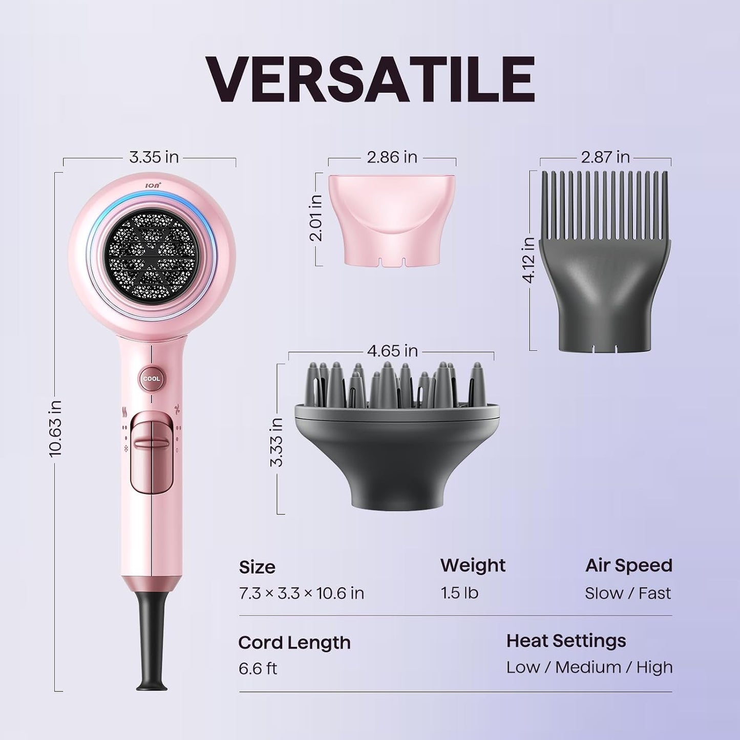 Wavytalk - Secador de pelo iónico soplado con difusor para cabello...