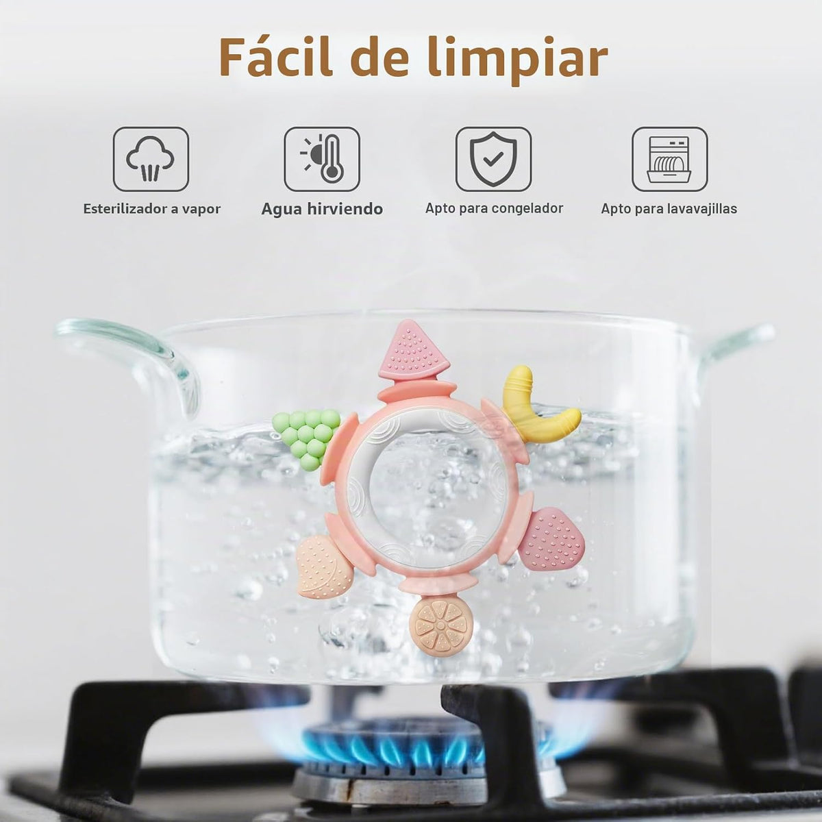 Hooku Mordedores de silicona para bebés de 6 a 12 meses, juguetes d...