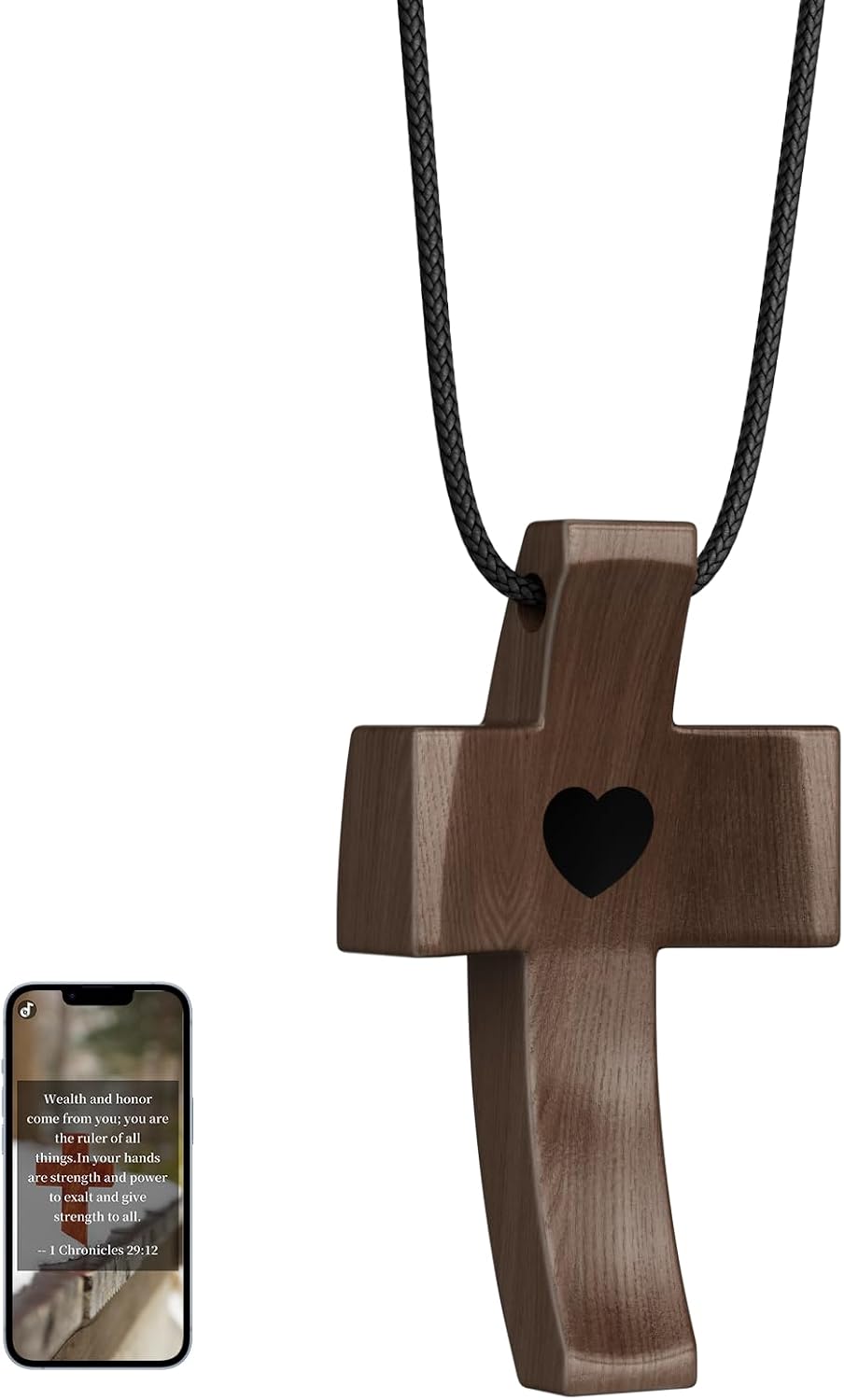 Collar de cruz de madera, colgante de cruz para aliviar el estrés,...
