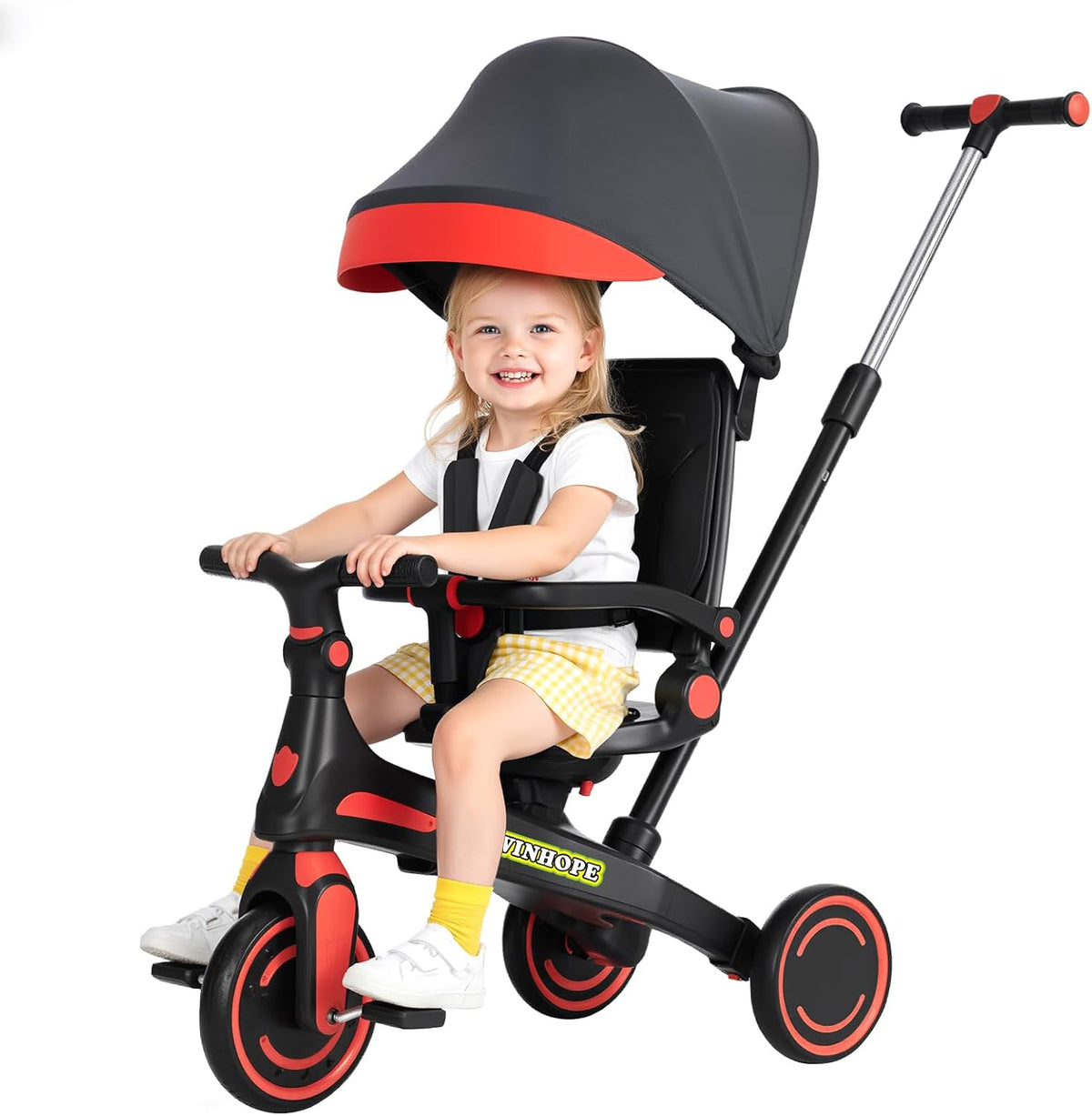 Winhope Triciclo para niños, triciclo 6 en 1 para bebés con asa de...