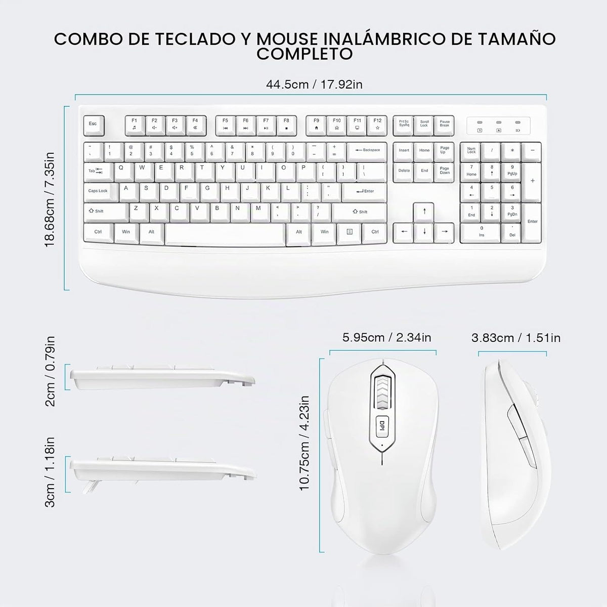 QUASIO Combo de teclado inalámbrico y ratón, compatible con Windows...