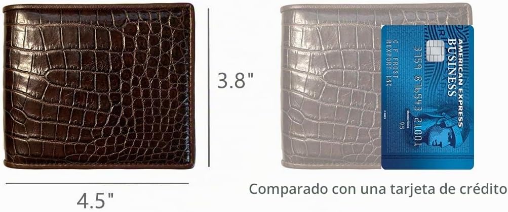 CHERRY CHICK Cartera de piel de cocodrilo auténtica para hombre, re...