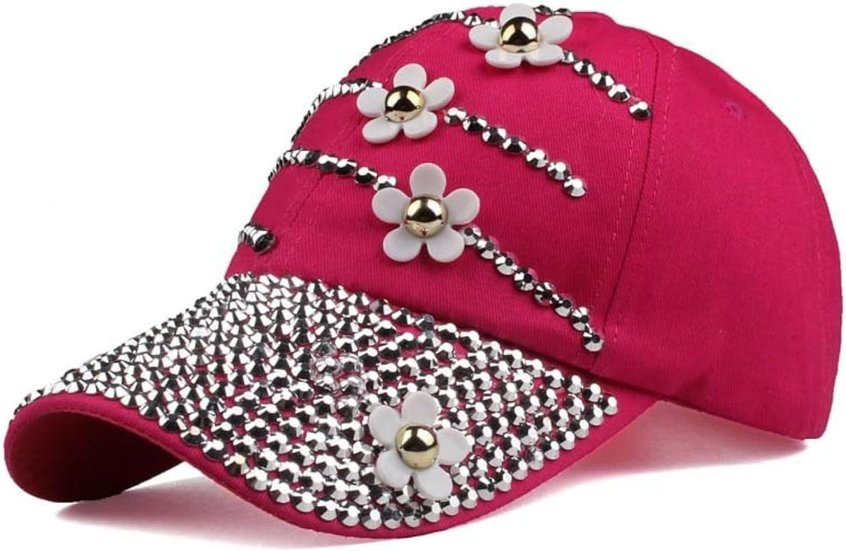 LUCKYBUNNY Gorra de béisbol con flor para mujer, estilo vintage, aj...