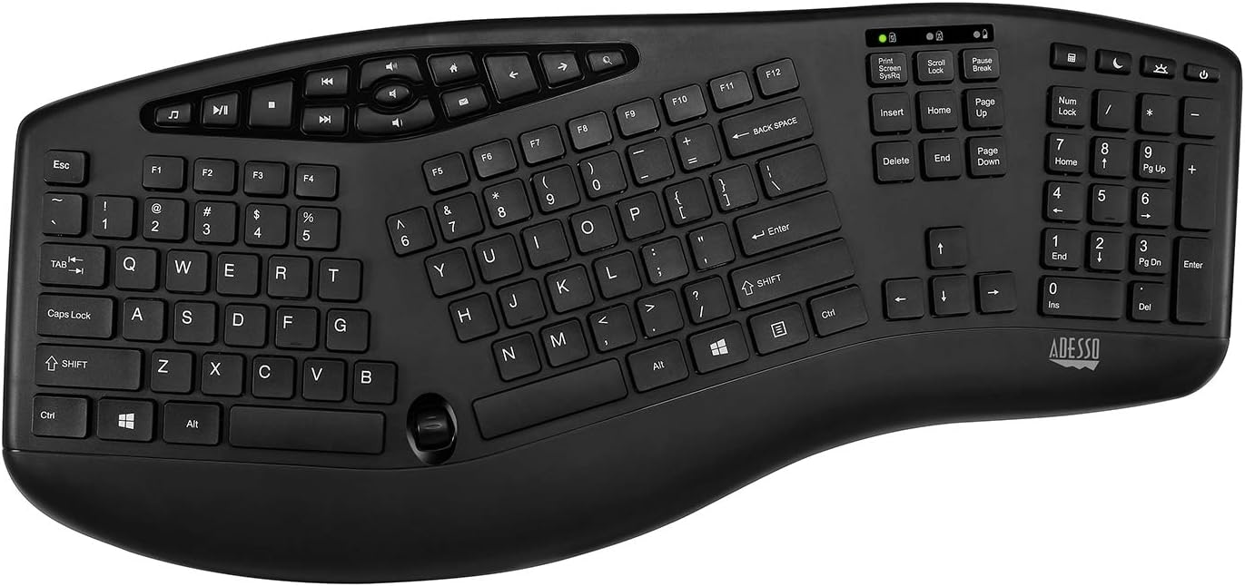 Adesso WKB-1600CB TruForm - Combo de teclado ergonómico inalámbrico...