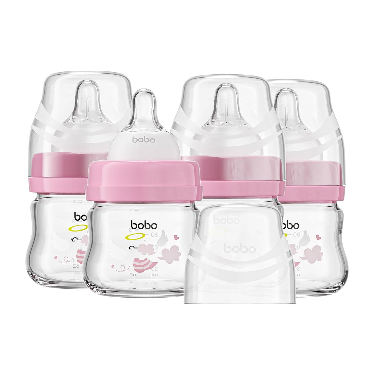 YOHKOH Biberones de vidrio para bebés con tetina de flujo lento, bi...