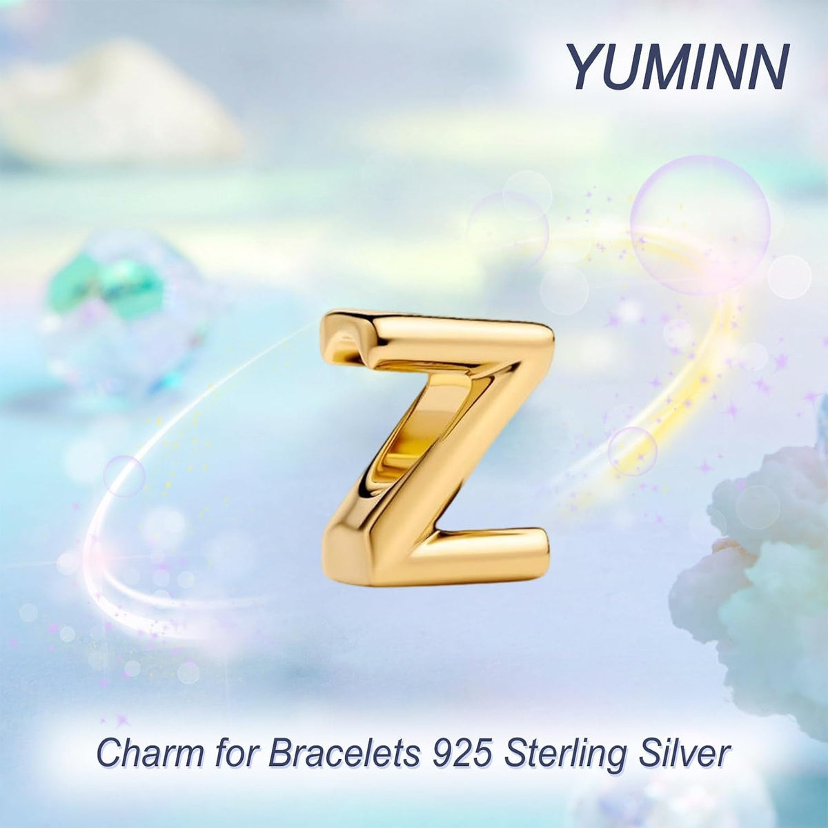 YUMINN Dijes dorados de la A a la Z para pulseras de plata esterlin...