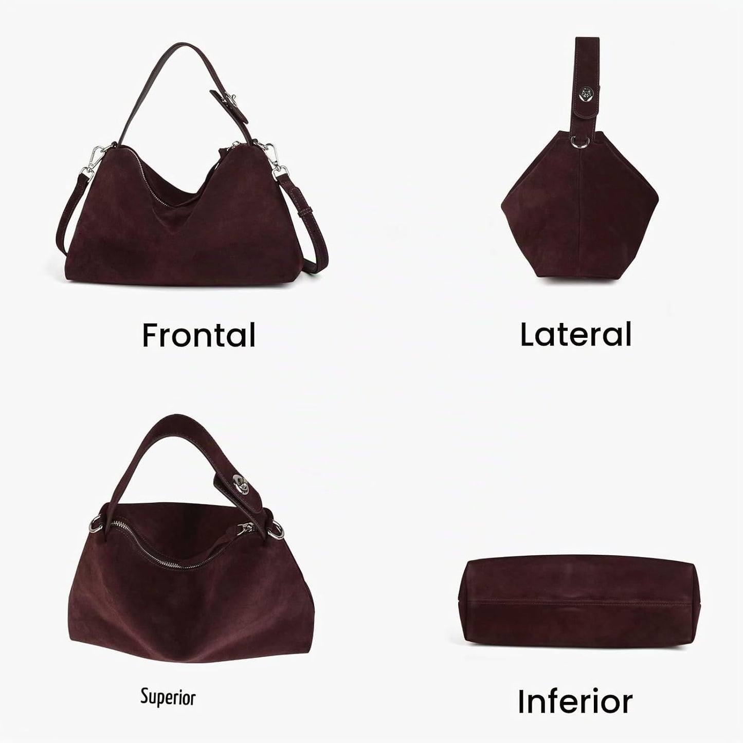 DONNAIN Bolsos cruzados de piel de ante premium para mujer y bolso...