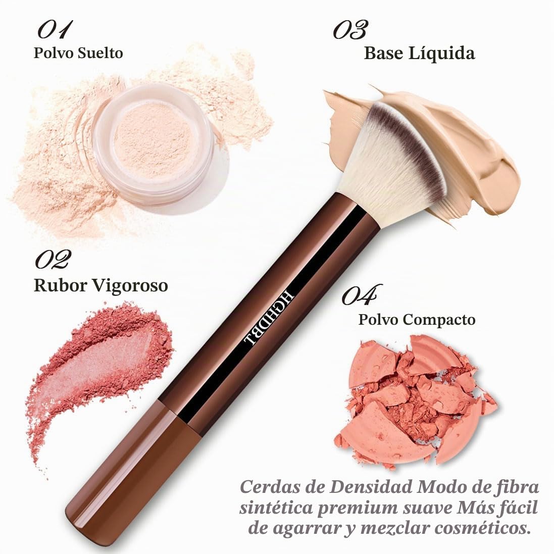 HGHDBT Juego de 57 brochas de maquillaje marrón profesional con est...