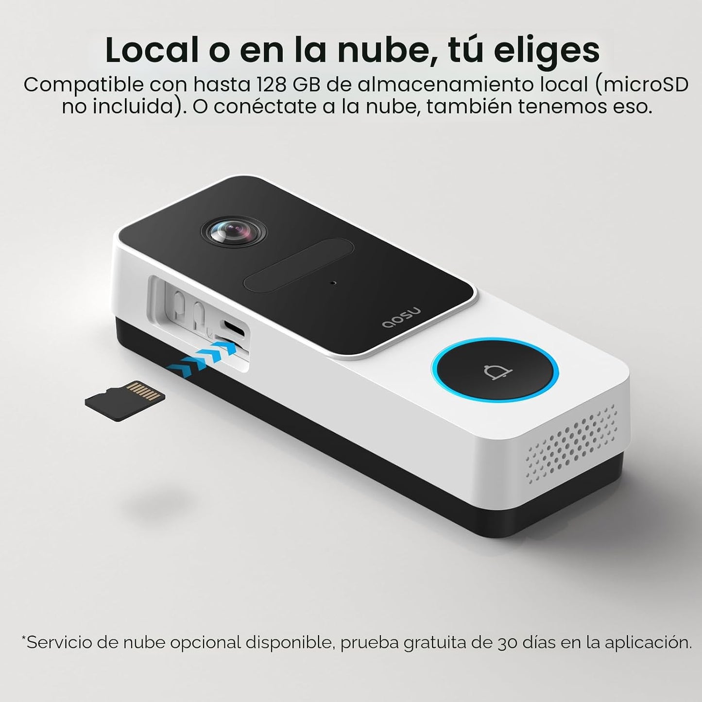 aosu - Timbre de puerta con cámara inalámbrica, vista de arriba a a...