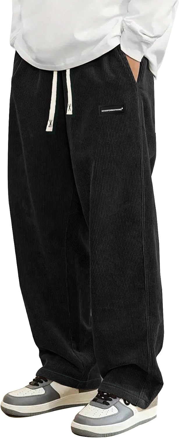 Hidkat Pantalones de corduroy casual para hombre, pantalones de pie...