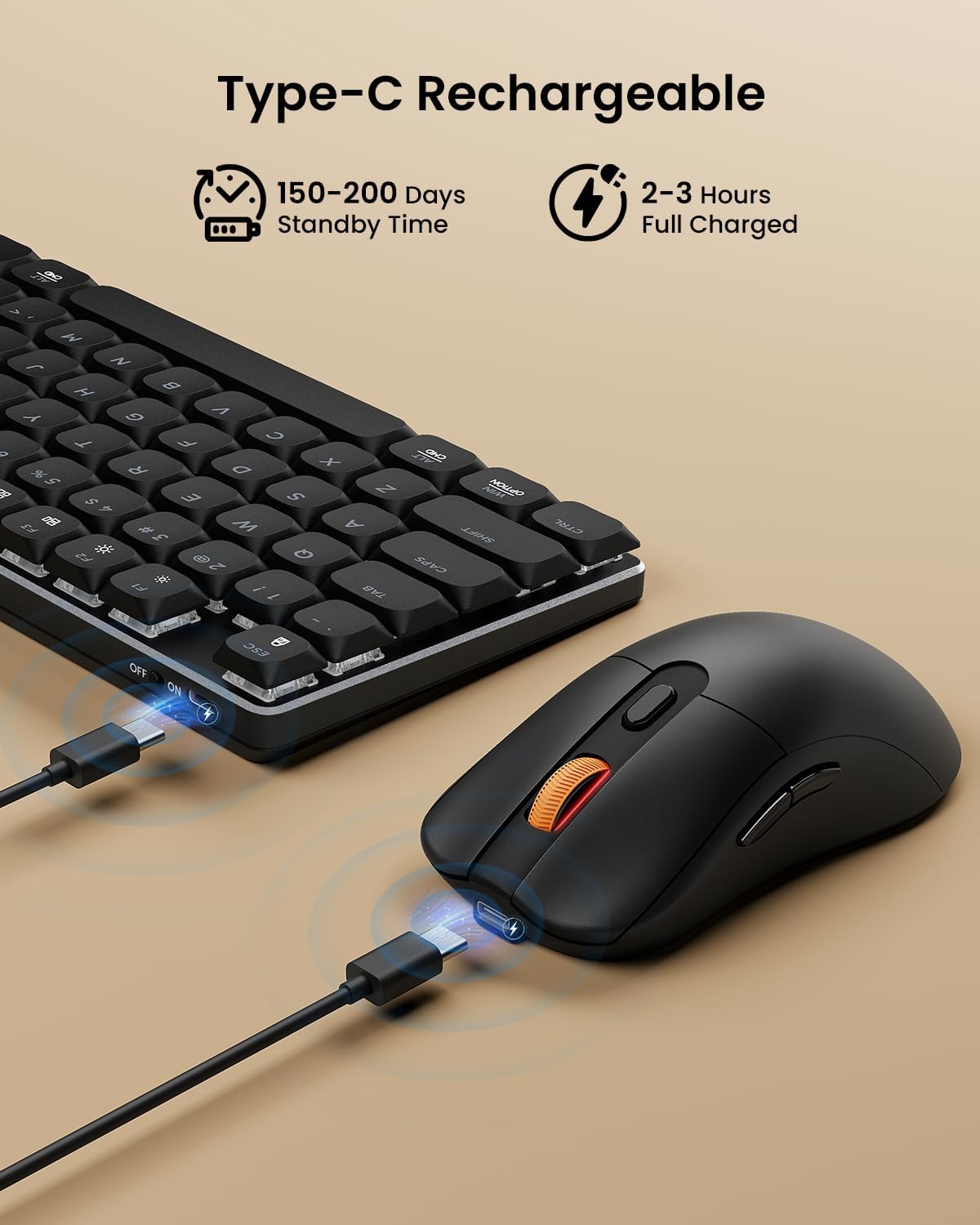 Teclado y mouse mecánicos inalámbricos ProtoArc KM310, sin retroilu...