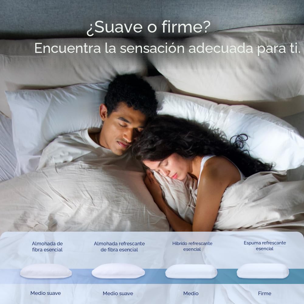 Almohada esencial Casper para dormir, estándar, blanca, paquete de...