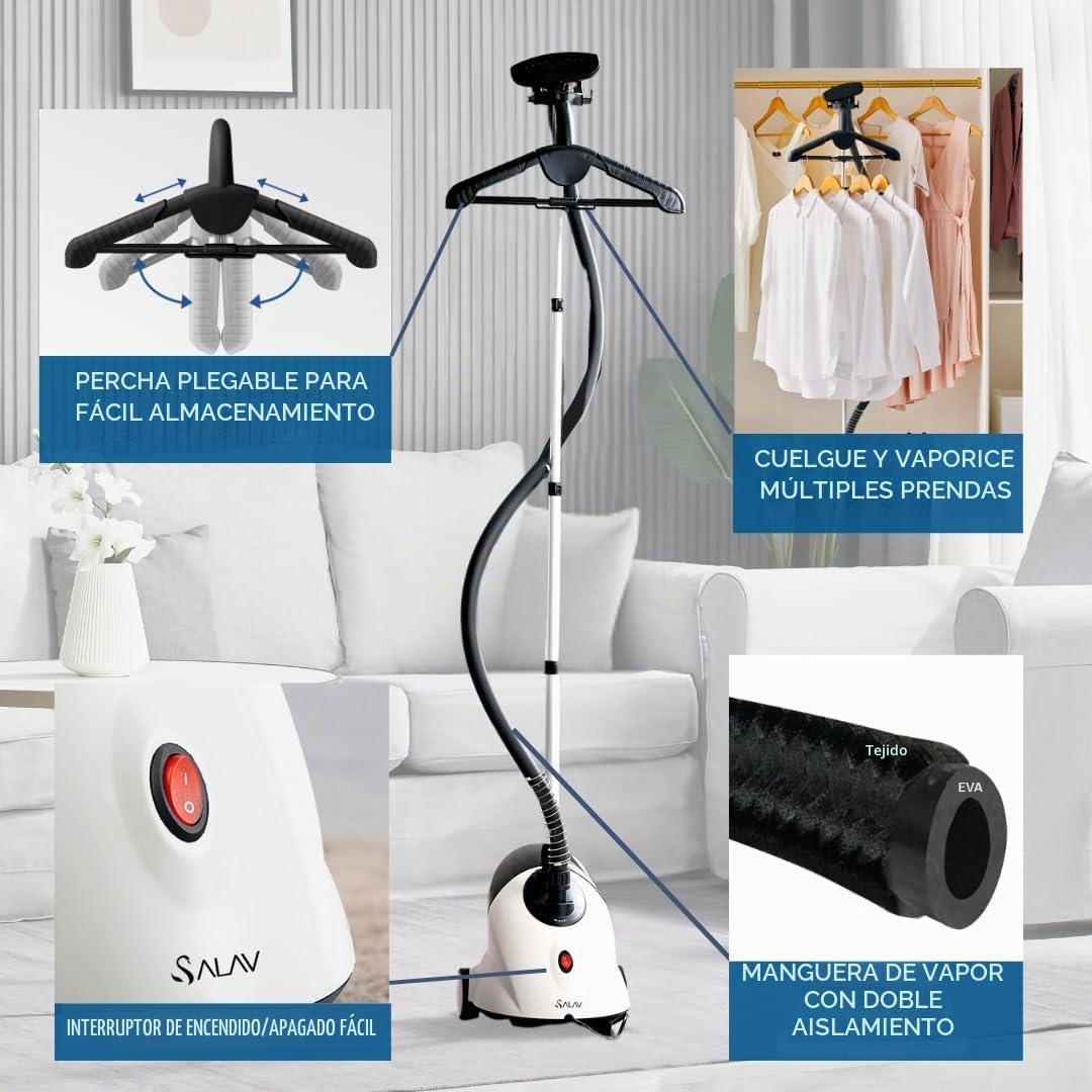 SALAV GS18-DJ Plancha de vapor para ropa de pie con apagado automát...