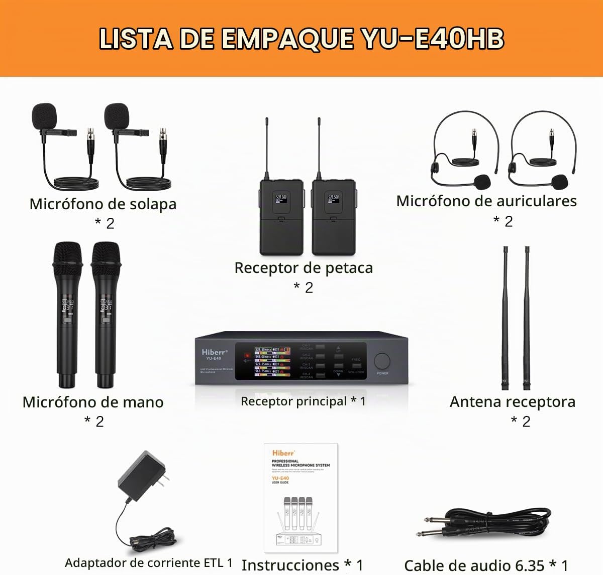 Hiberr Sistema de micrófono inalámbrico, micrófono inalámbrico UHF...