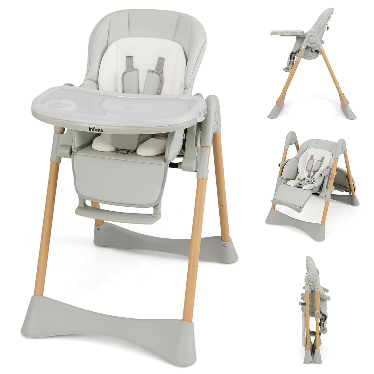 INFANS Silla alta para bebé, sillas altas para bebés y niños pequeñ...
