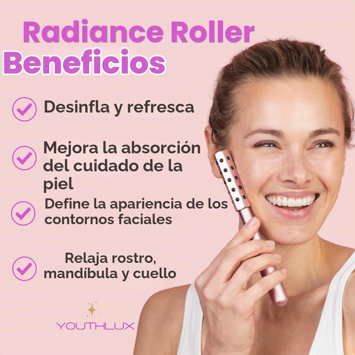 YOUTHLUX Radiance Roller \u2013 Herramienta de masaje facial de pie...