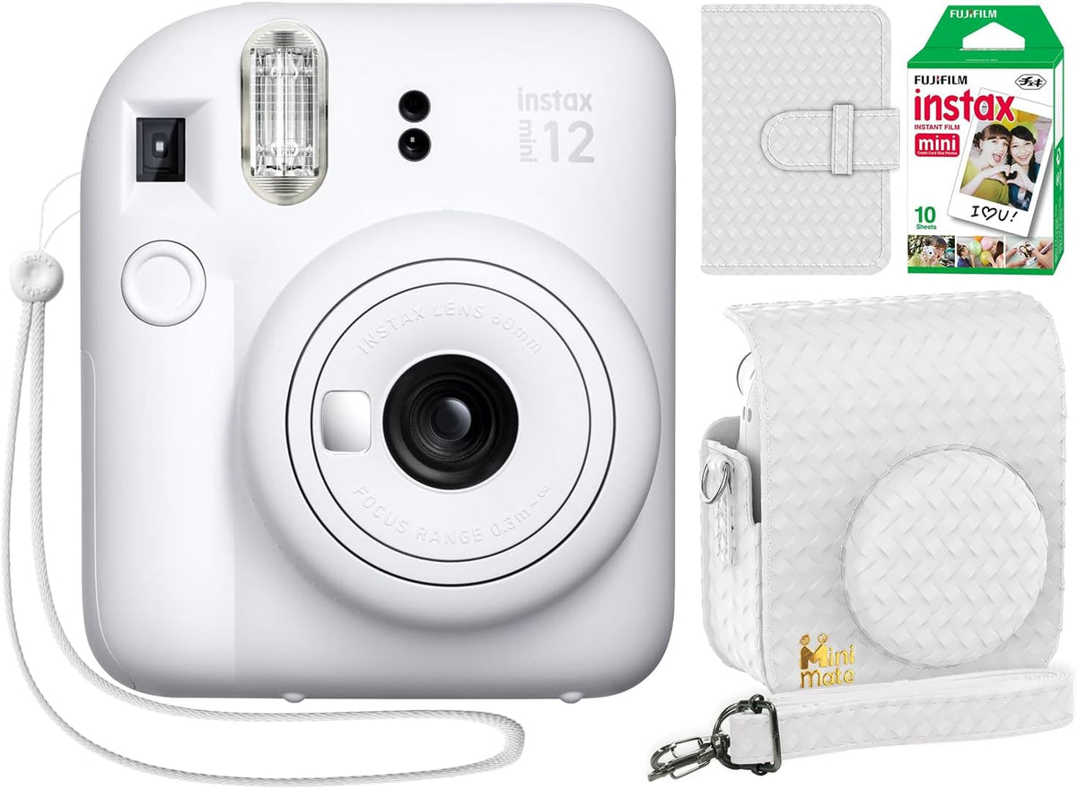 Fujifilm Cámara Instantánea Instax Mini 12 Blanco Arcilla + Estuche...
