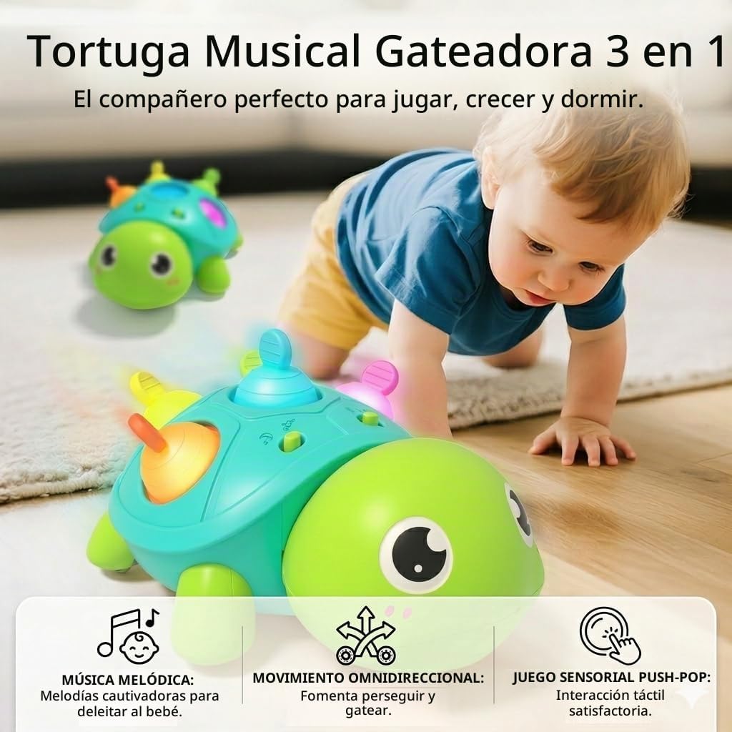 SOSUSHOE Juguete musical 3 en 1 de tortuga para bebé, juguete para...