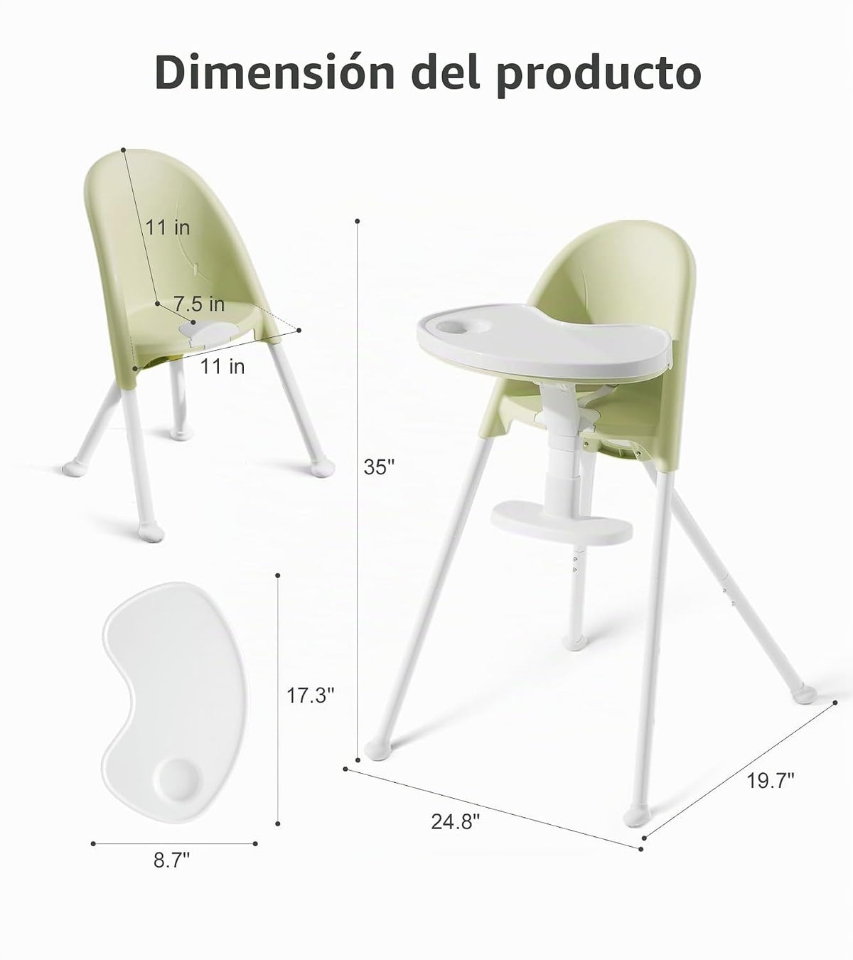 Mallify Silla alta plegable, silla alta portátil para bebé que ahor...