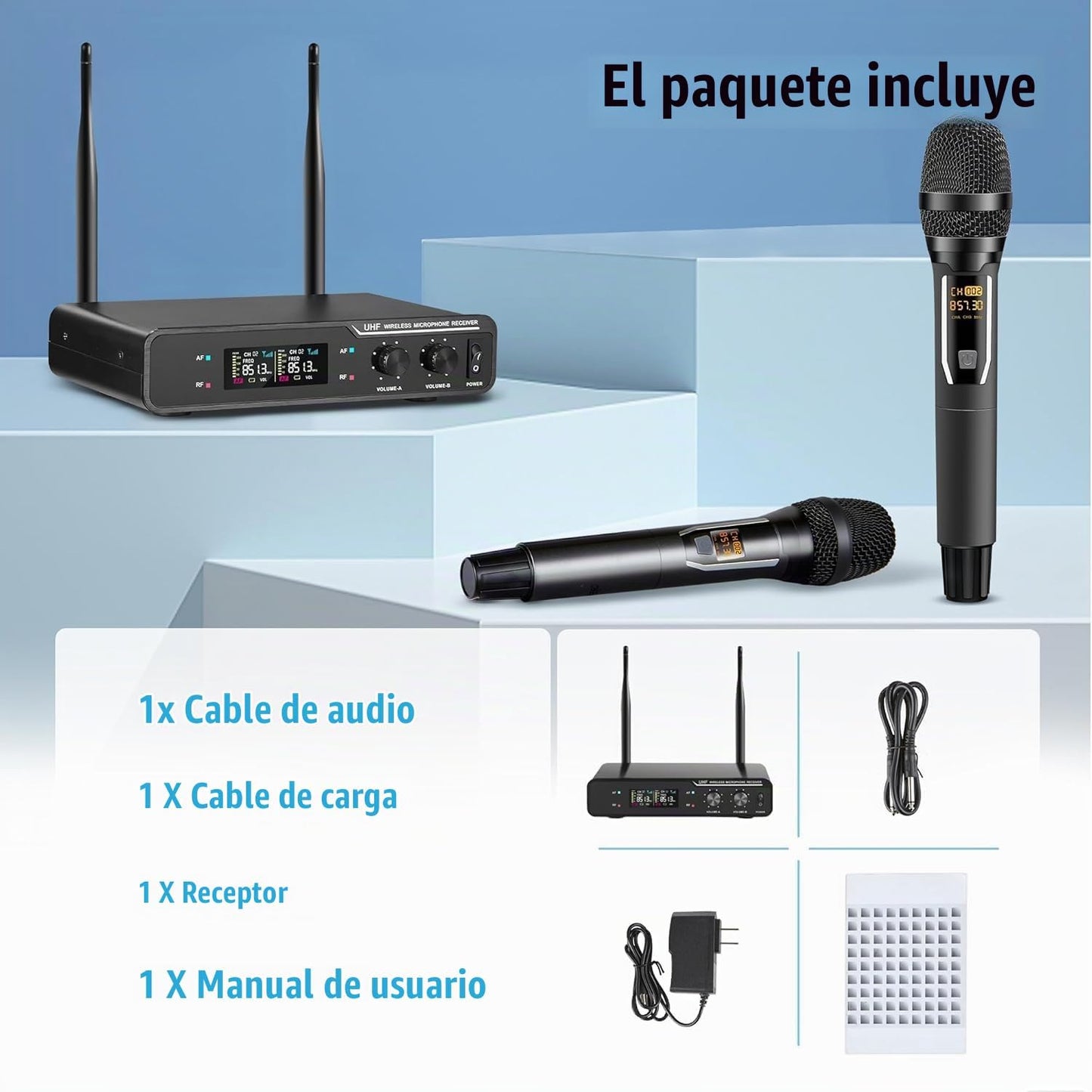 RXSKERTL Micrófono inalámbrico profesional para cantar, micrófono d...