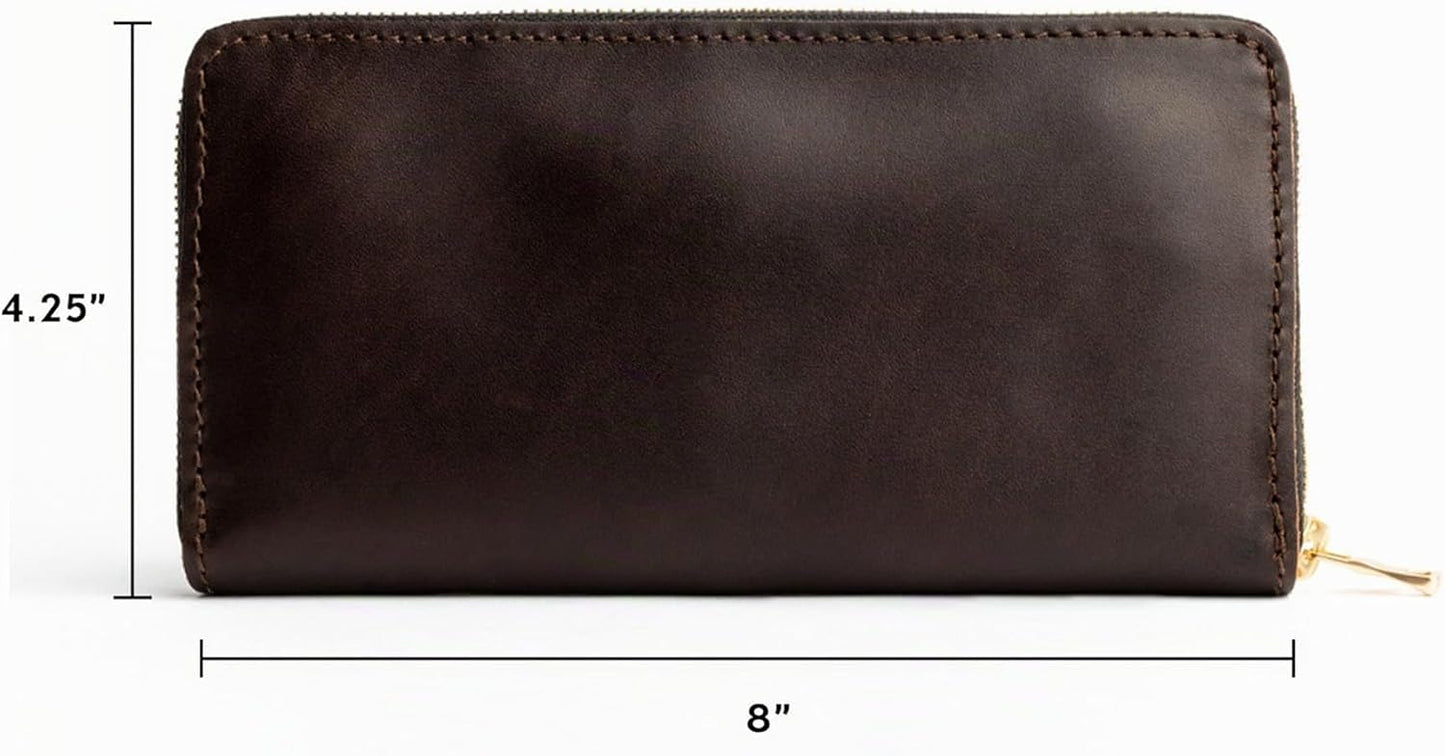 Billetera de acordeón con cremallera para mujer de Portland Leather...