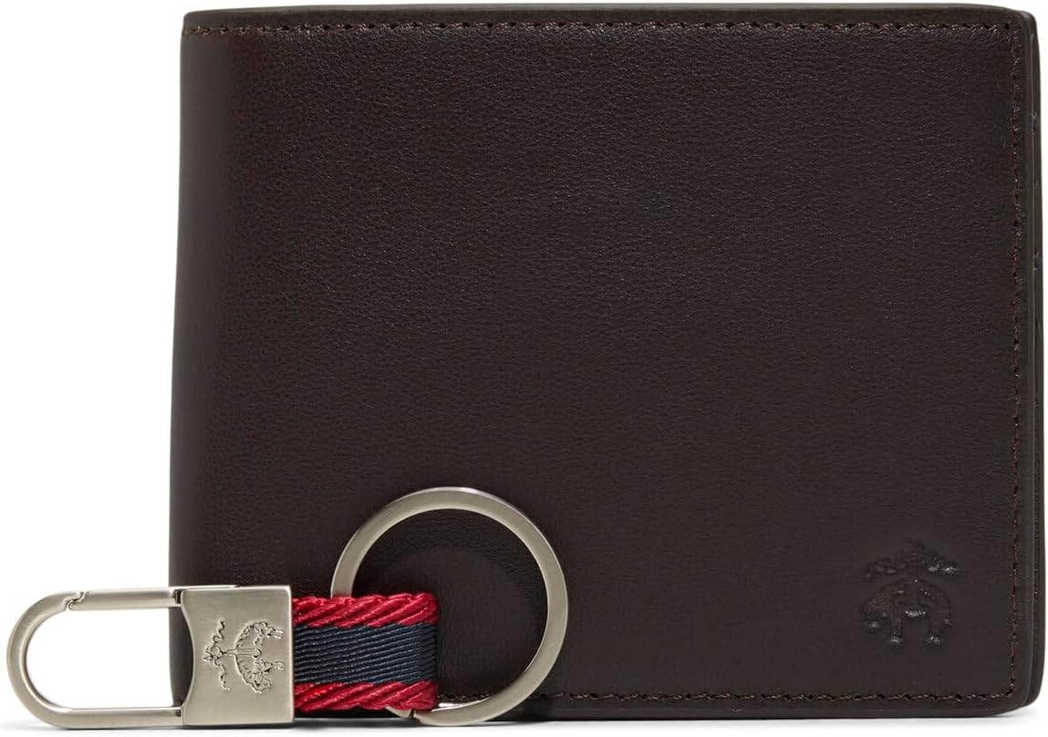 Brooks Brothers - Cartera plegable de piel para hombre con caja de...
