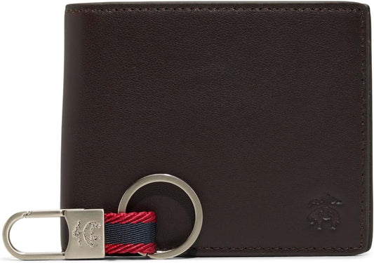 Brooks Brothers - Cartera plegable de piel para hombre con caja de...