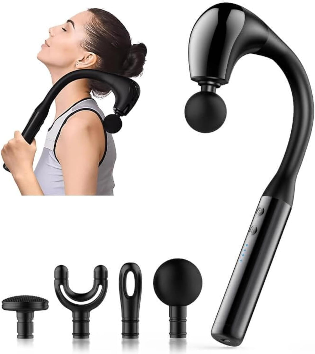 Fronnor Pistola de masaje de tejido profundo con mango extendido, r...