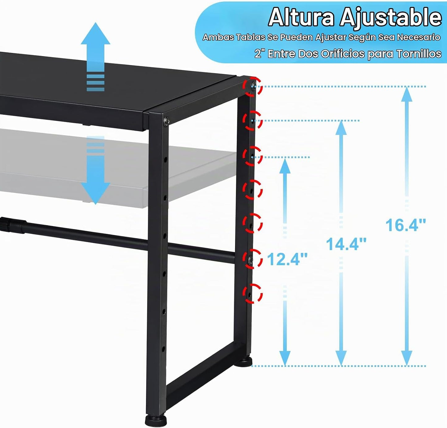 Estantes de almacenamiento de metal expandibles de 44.3 pulgadas, u...