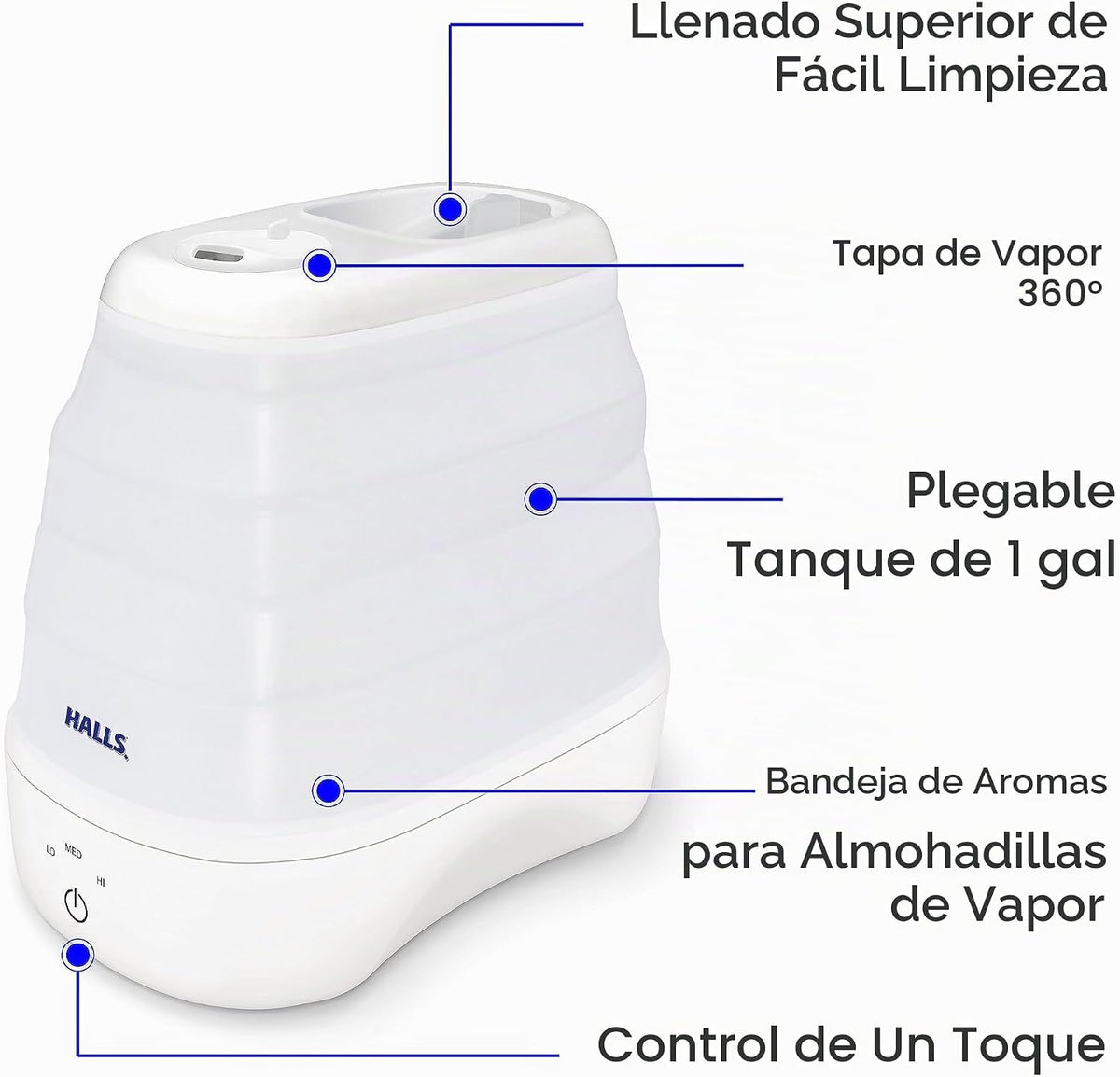 Crane x HALLS Humidificador plegable de niebla fría para dormitorio...