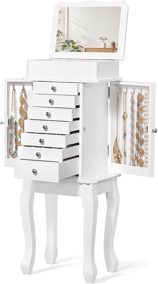 Emfogo Armario de joyería de pie, caja organizadora de joyas grande...