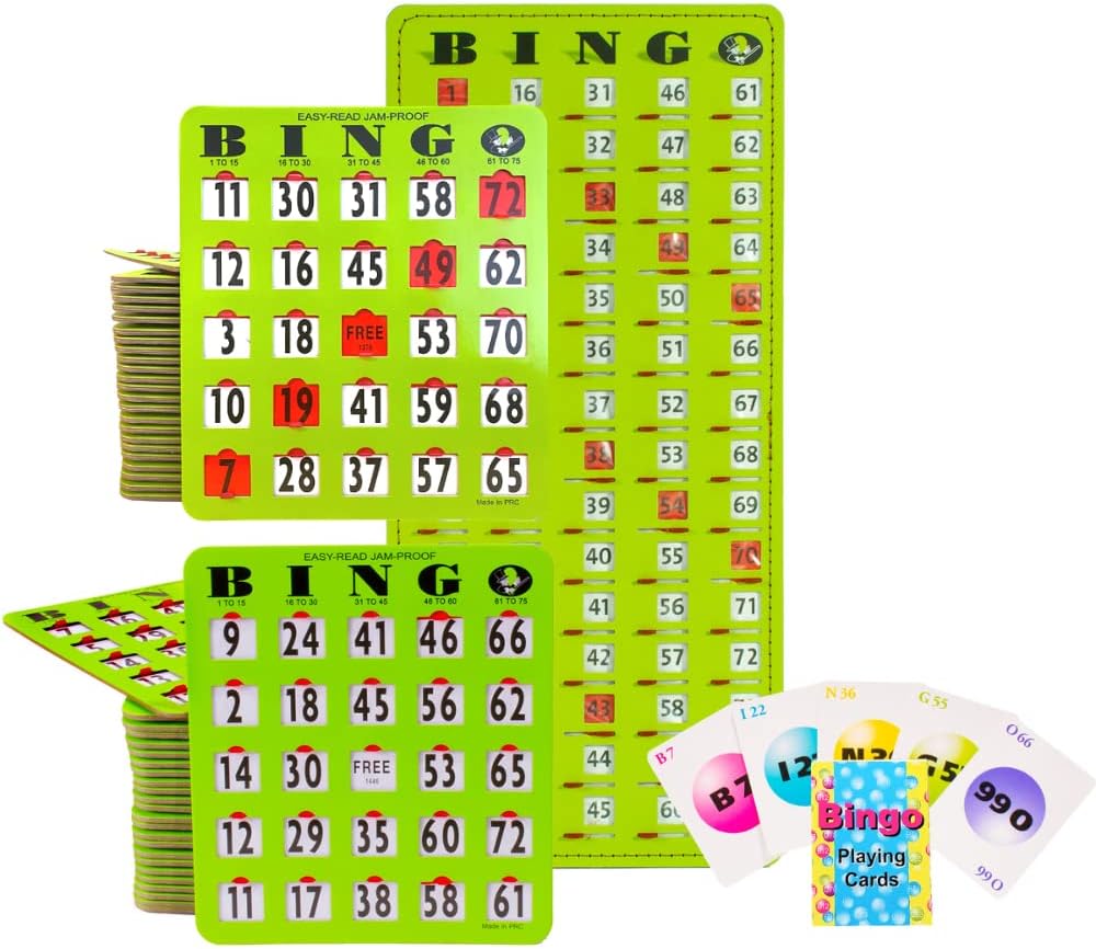 MR CHIPS Tarjetas de bingo a prueba de atascos con ventanas desliza...