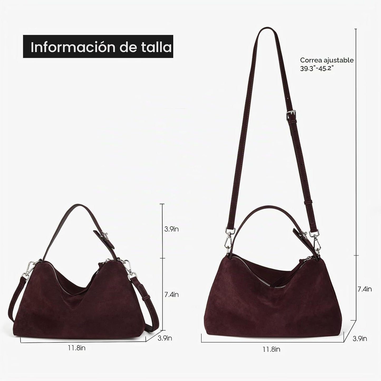 DONNAIN Bolsos cruzados de piel de ante premium para mujer y bolso...