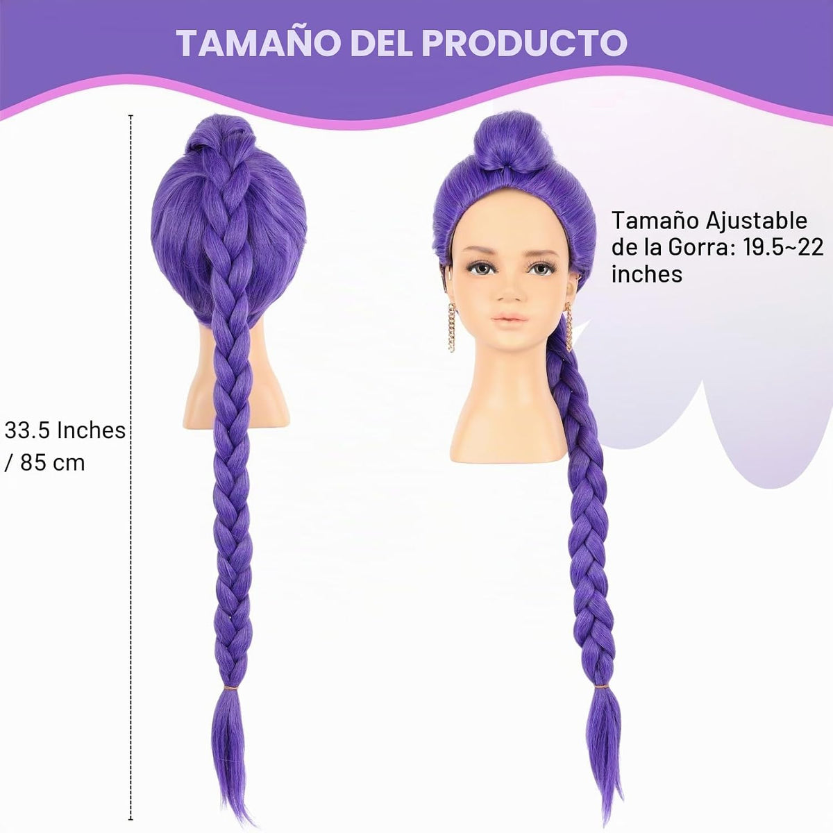Peluca de disfraz de anime de trenza morada de 33 pulgadas de largo...