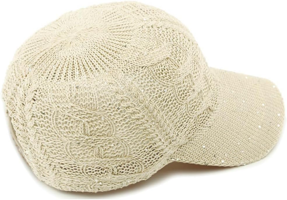 Gorra de béisbol de malla con purpurina para mujer, transpirable, a...
