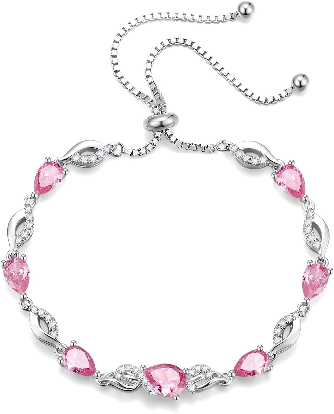FANCIME Pulsera de piedra natal para mujer Pulsera de tenis ajustab...