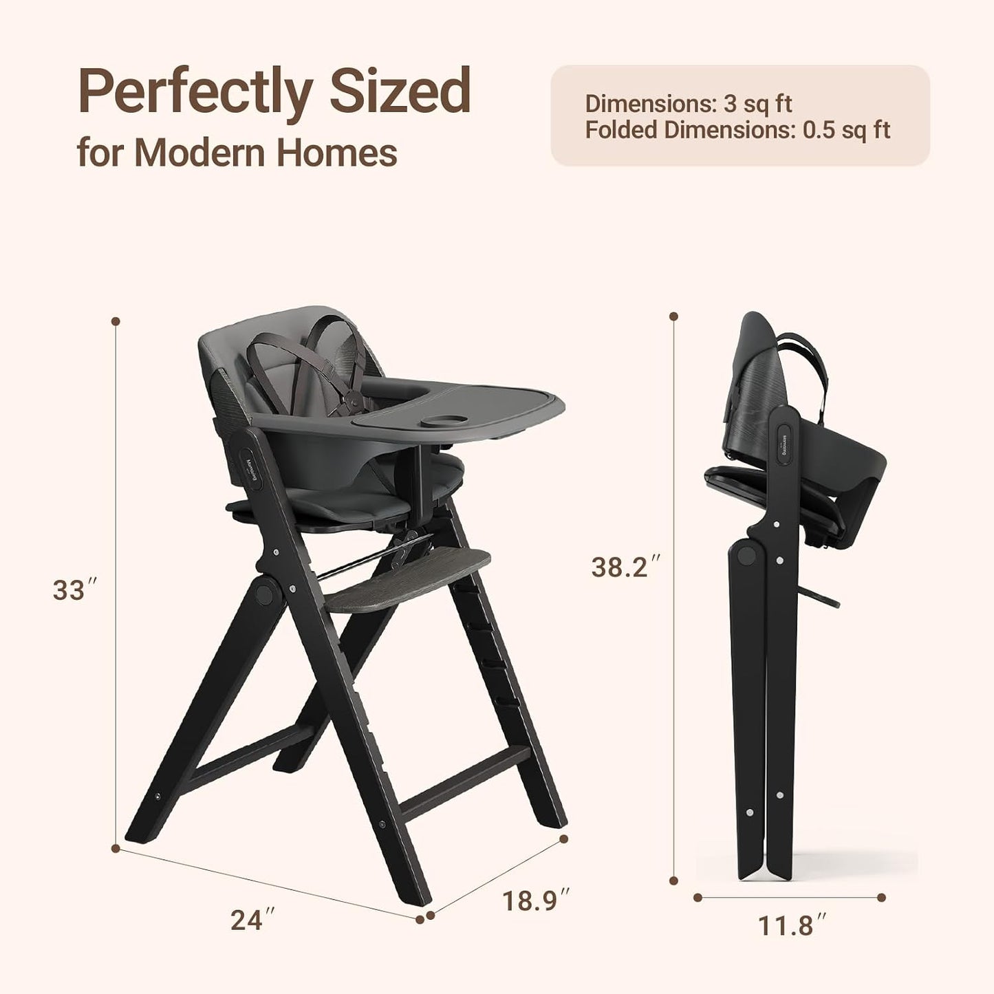 Mamazing GrowPod Pro - Silla alta de madera para bebés de 6 meses a...