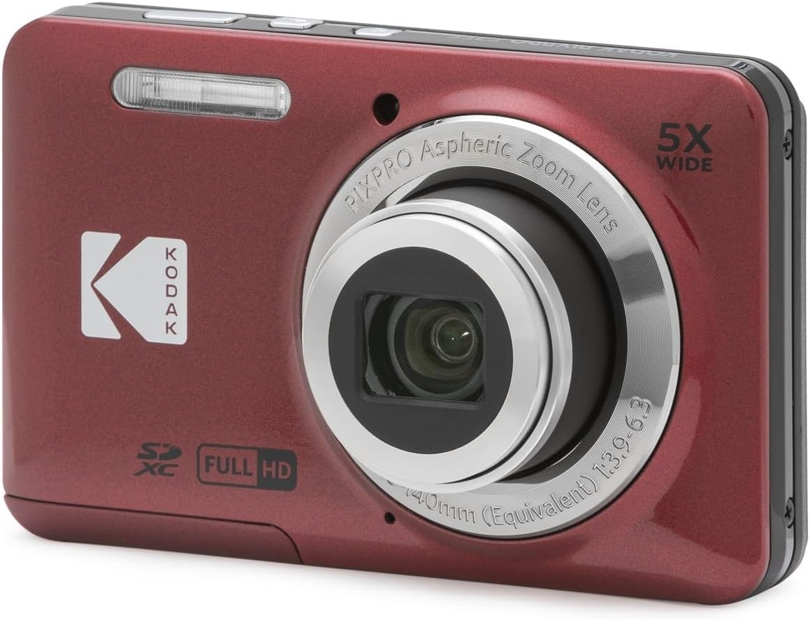Kodak PIXPRO FZ55 - Cámara digital (rojo) + Tarjeta de memoria de 3...