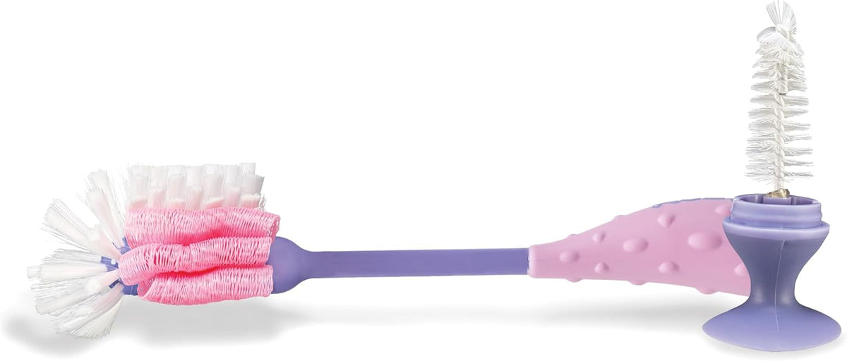 Nuby Cepillo 2 en 1 para biberón con soporte, cerdas de nailon suav...