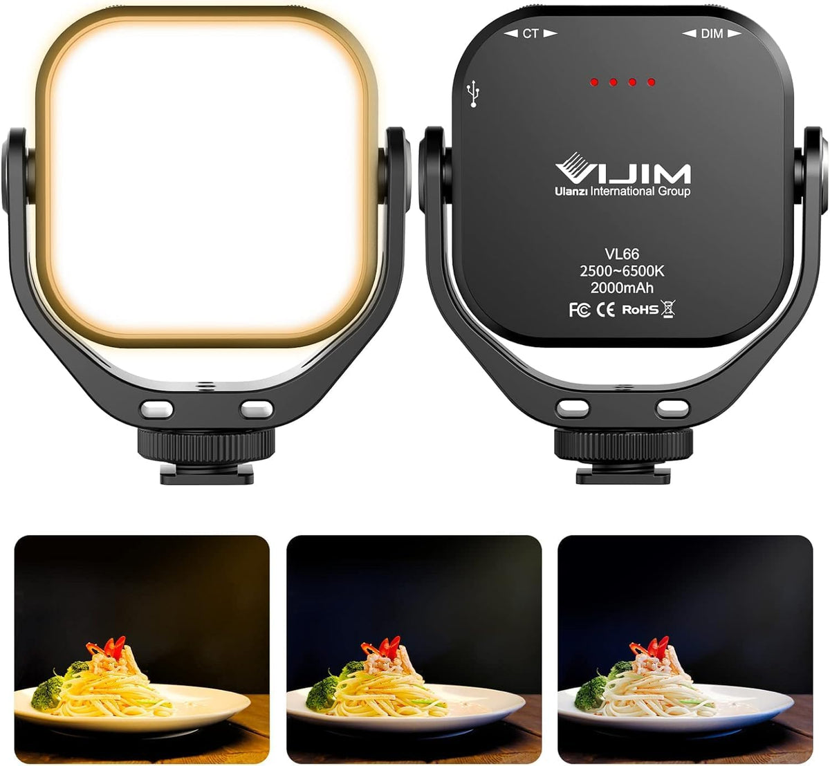 ULANZI VL66 Luz LED ajustable bicolor recargable 2500-6500K - Mini...