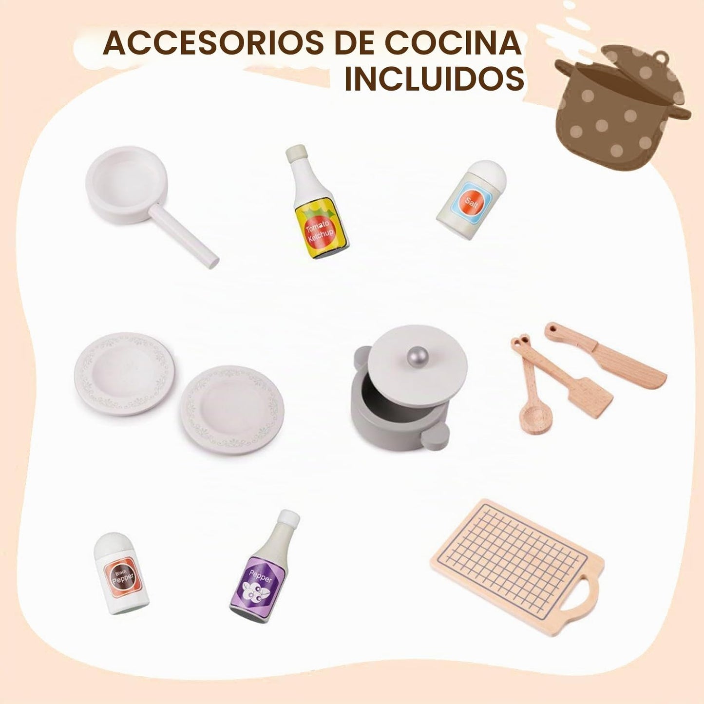Juego de cocina de madera, juego de cocina de juguete para niños, j...