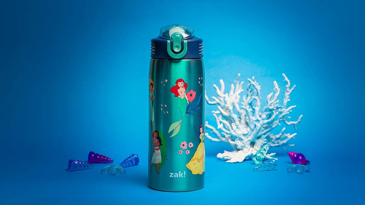 Zak Designs Disney Princess - Botella de agua para viajes y uso en...