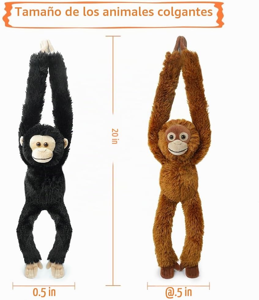Hideekoog Animales de peluche de orangután colgantes, 2 juguetes de...