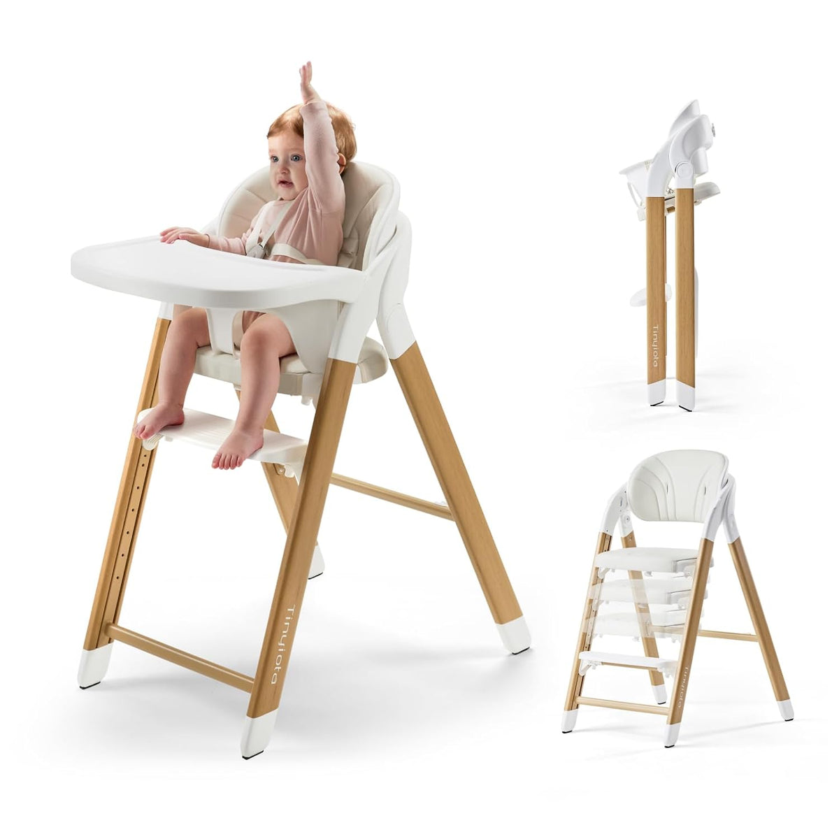Tinyiota Silla alta para bebés y niños pequeños, silla alta convert...