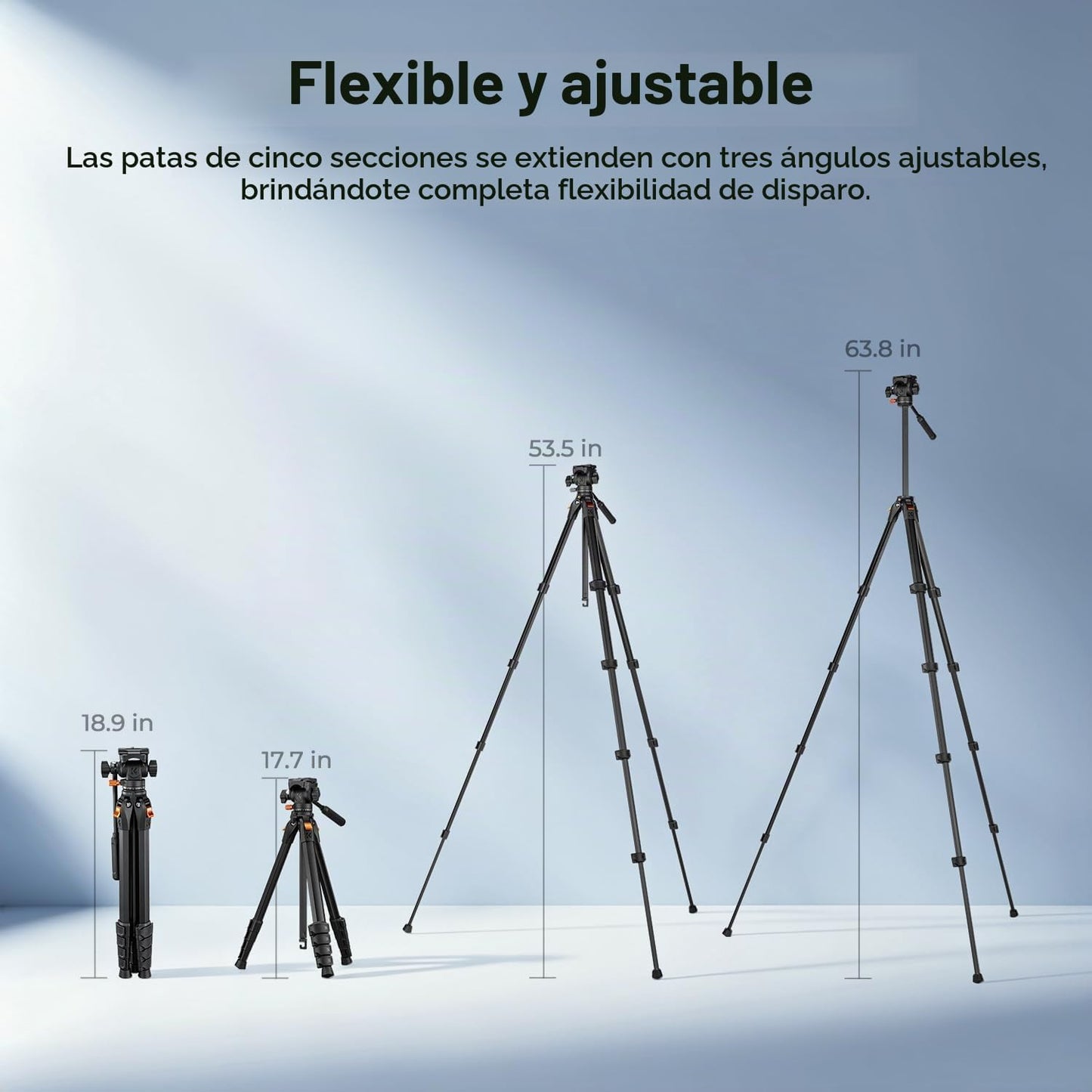 K&amp;F CONCEPT Trípode de cámara de 63 pulgadas con cabezal fluido...
